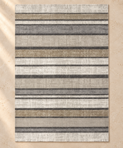 Gray Stripe Machine Washable Rug