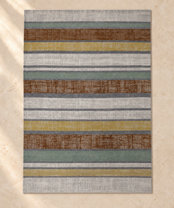 Rust Stripe Machine Washable Rug